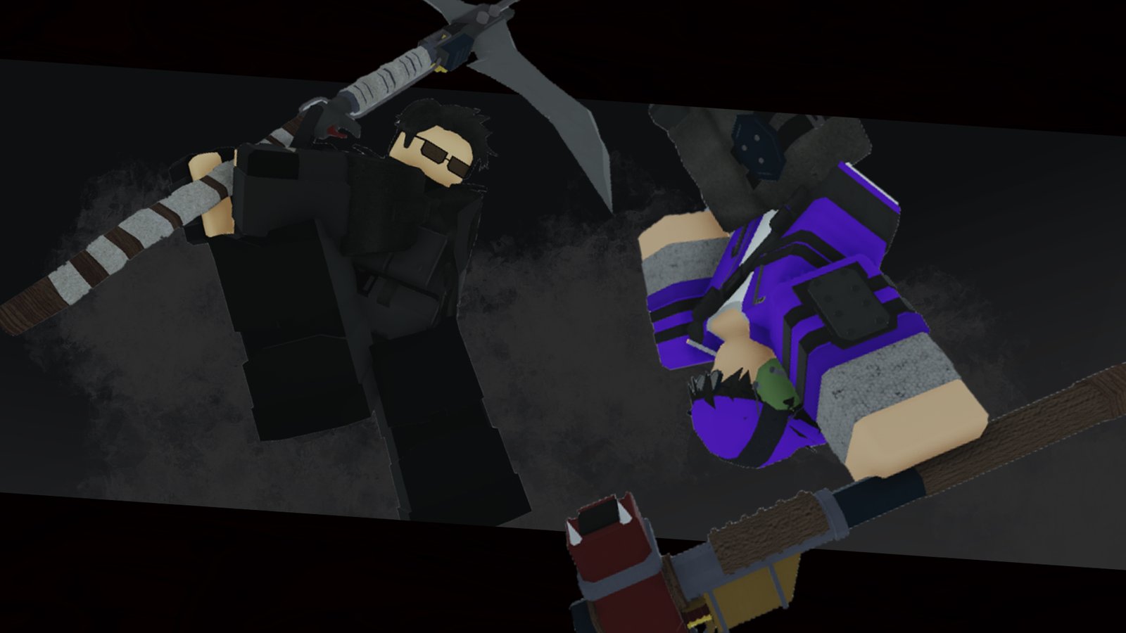Raw render of two characters before editing